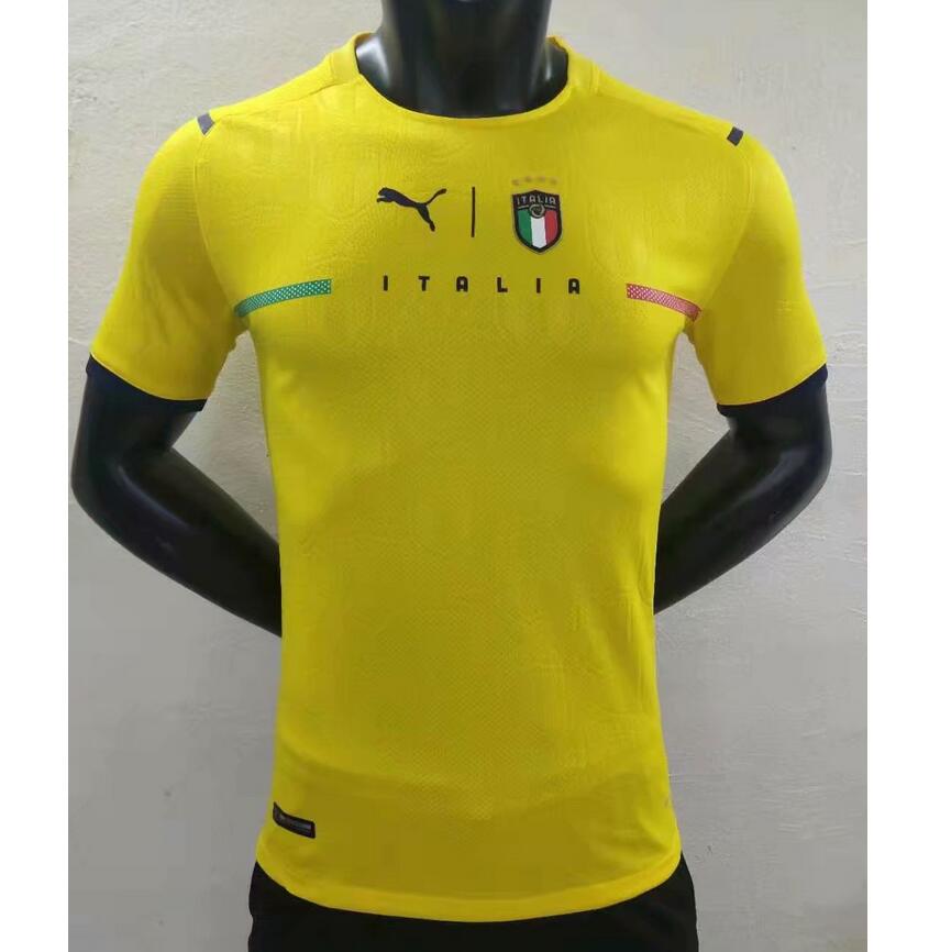 2021-2022 EURO Italy Goalkeeper Yellow Soccer Jersey Shirt Player Version